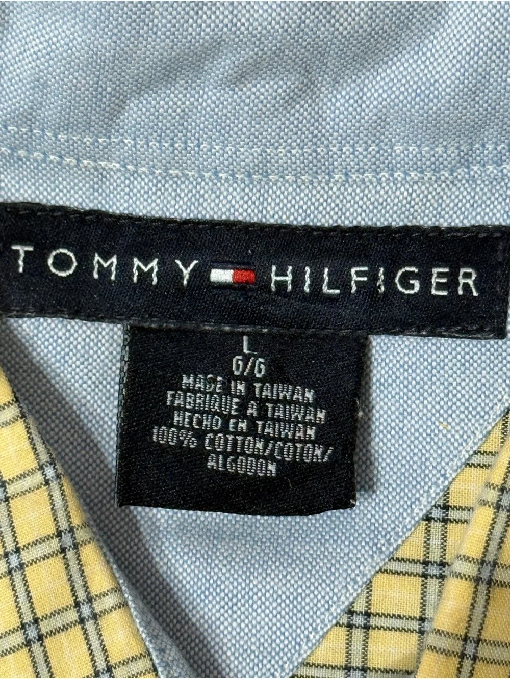 Vintage Y2K Tommy Hilfiger Plaid Shirt L Crest Preppy Old Money 2000
